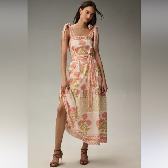 Anthropologie x Sue Sartor Floral Tie-Shoulder Sundress